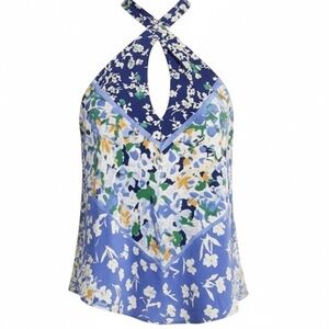 Sienna Sky Blue Floral Halter Top Small